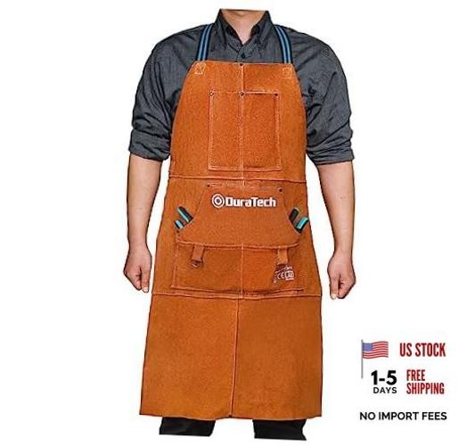 Leather Welding Apron, Heat Flame Resistant, 23″ x 36″ Heavy Duty Work Apron
