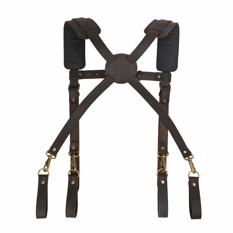 TOURBON Leather Workshop Tools Belt Suspenders Carpenter Chest Strap Padded US