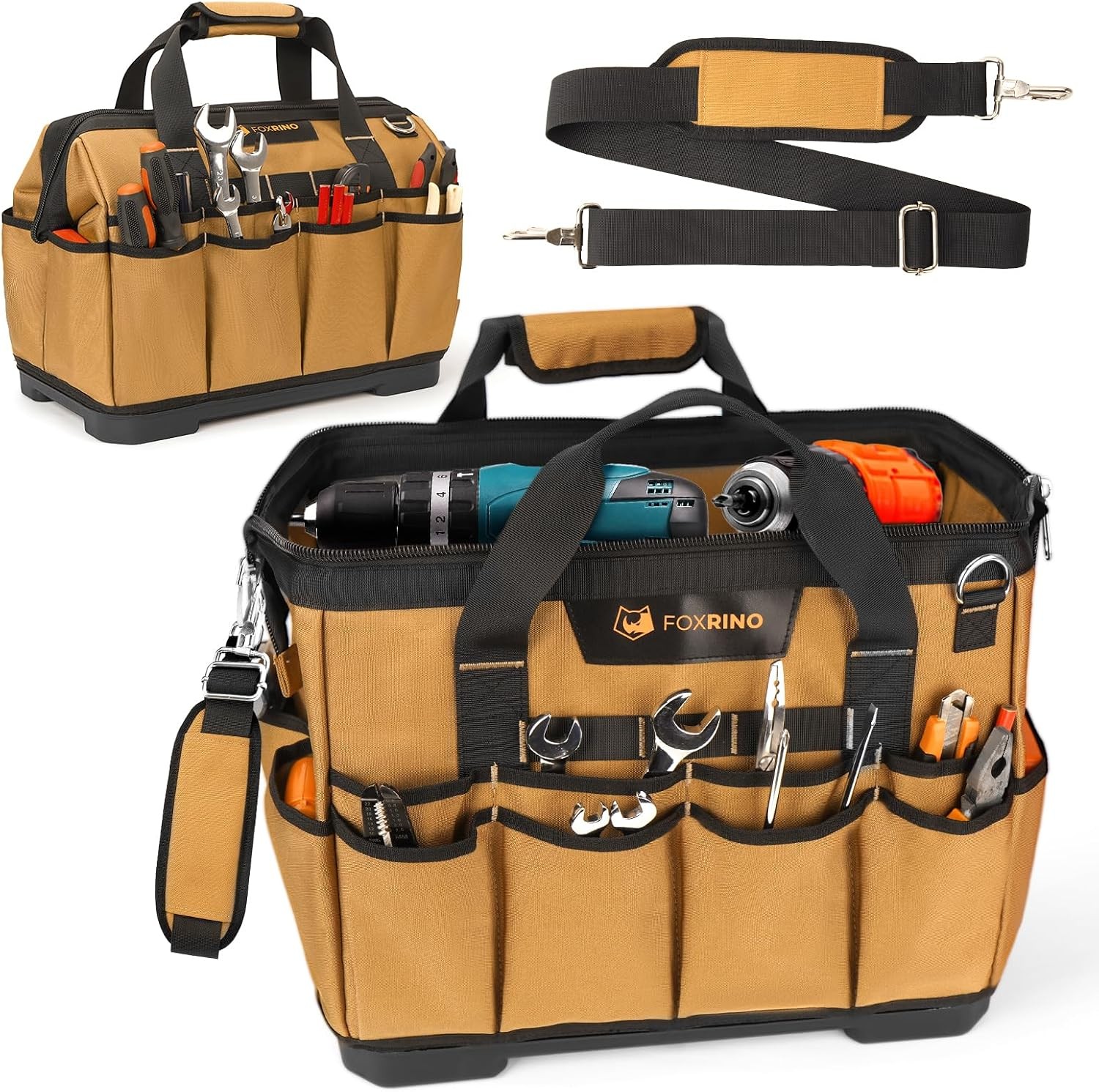 Heavy Duty Tool Bag 16-Inch 42-Pocket Portable Empty Tool Box Organizer Storage