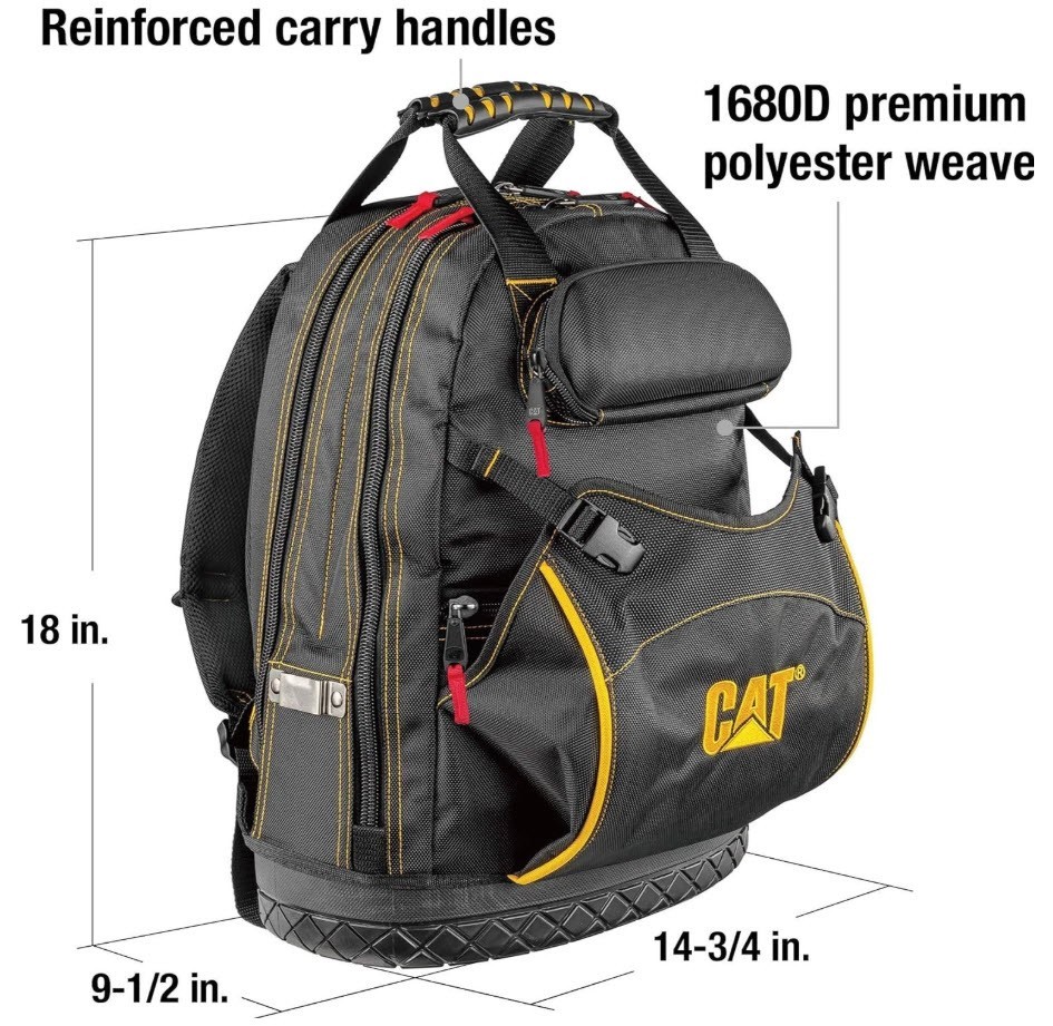 CAT Caterpillar 18″ Heavy Duty PRO TOOL / LAPTOP Backpack – 29 Pockets 🌟NEW🌟