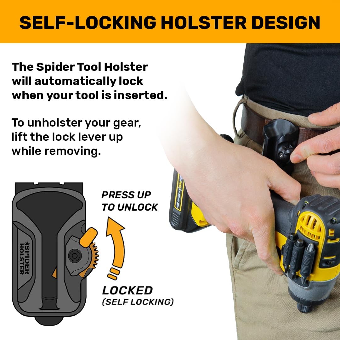 Spider Tool Holster – Self Locking, Quick Draw, Universal Tool Holder – Clips…