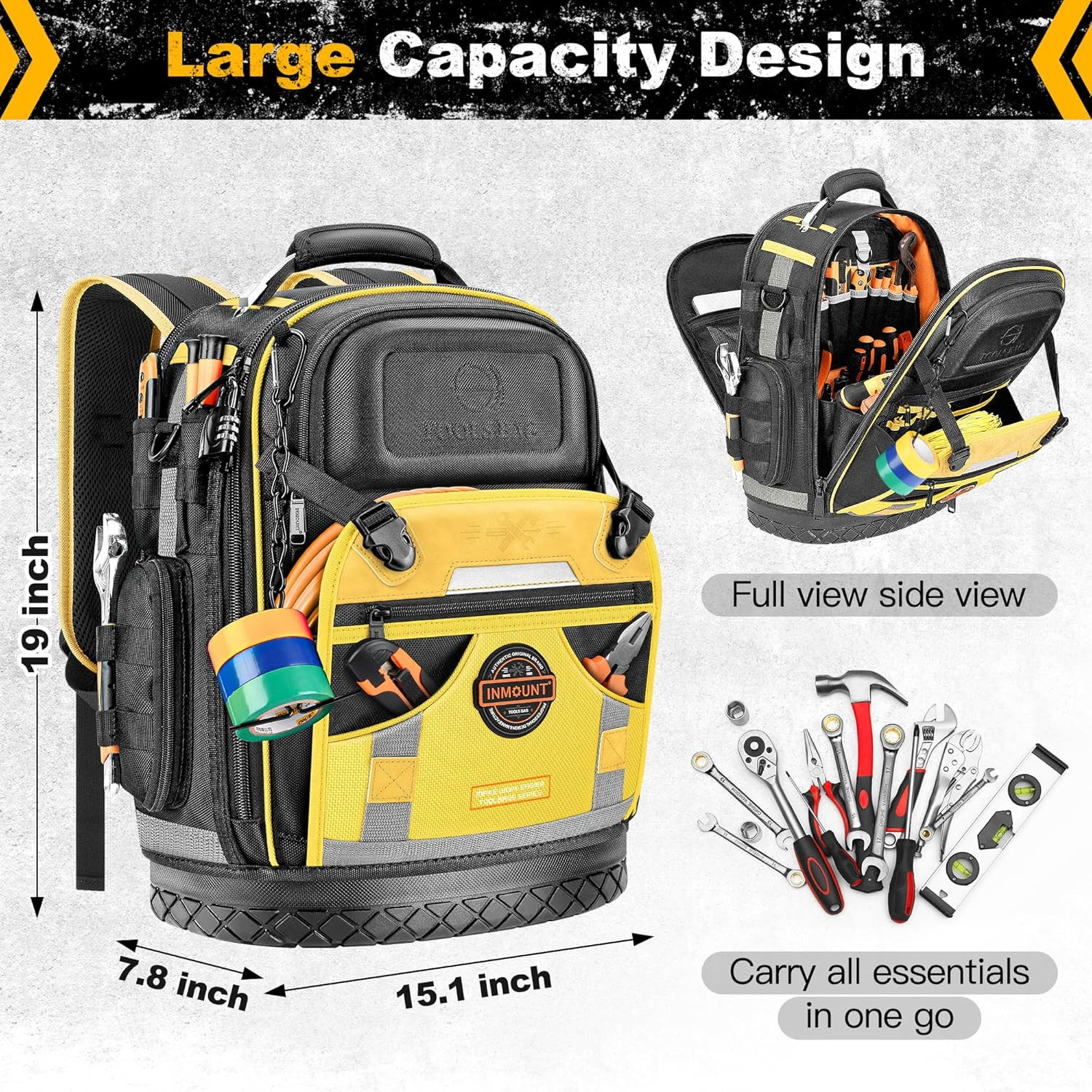 Tool Backpack Bag, Electrician Tool Bag 78-Pockets & Loops Tools Bag HVAC Tool B