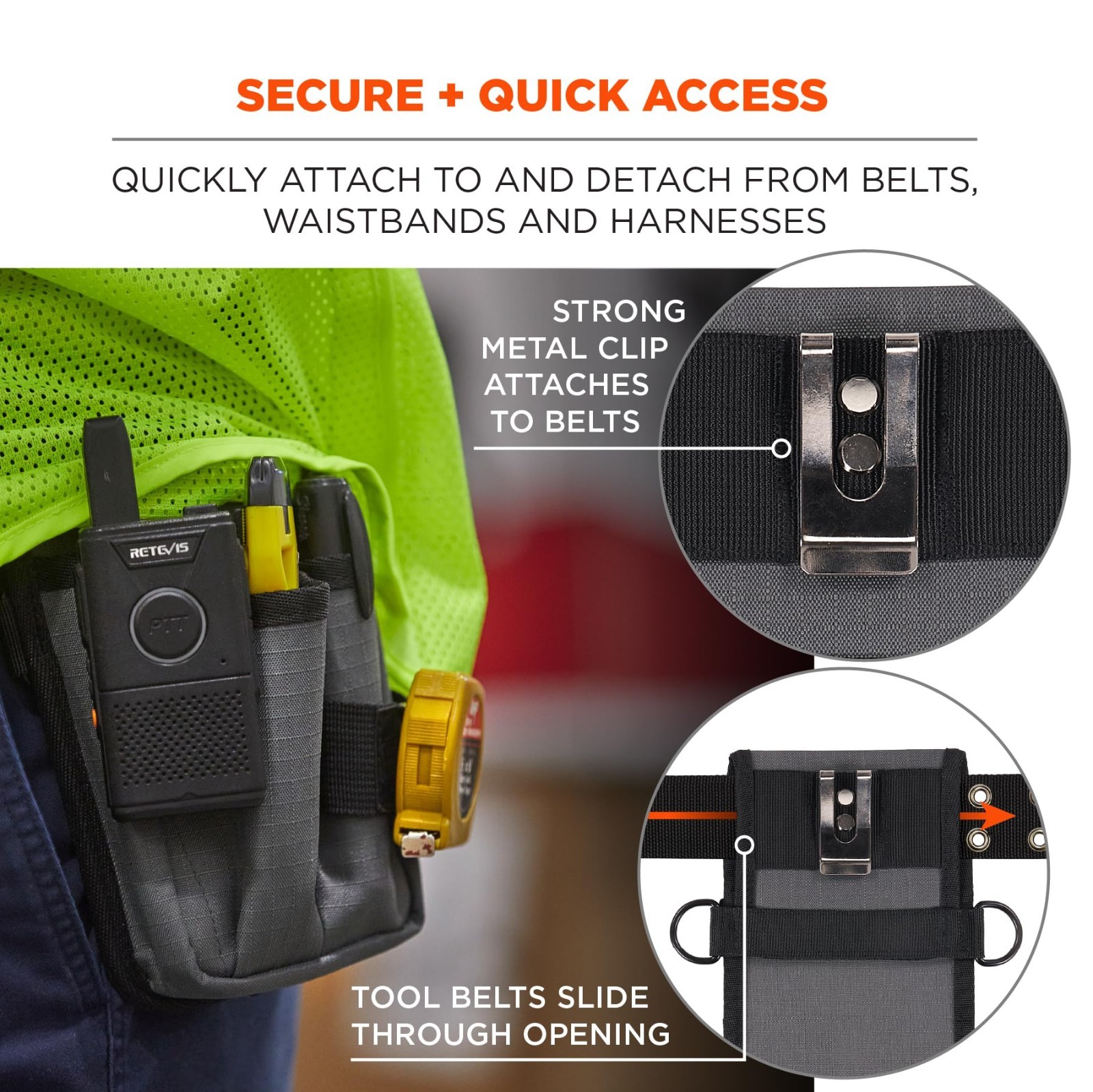Utility Tool Pouch with Holster, Knife Holder, Scanner & Cell Phone Pocket
