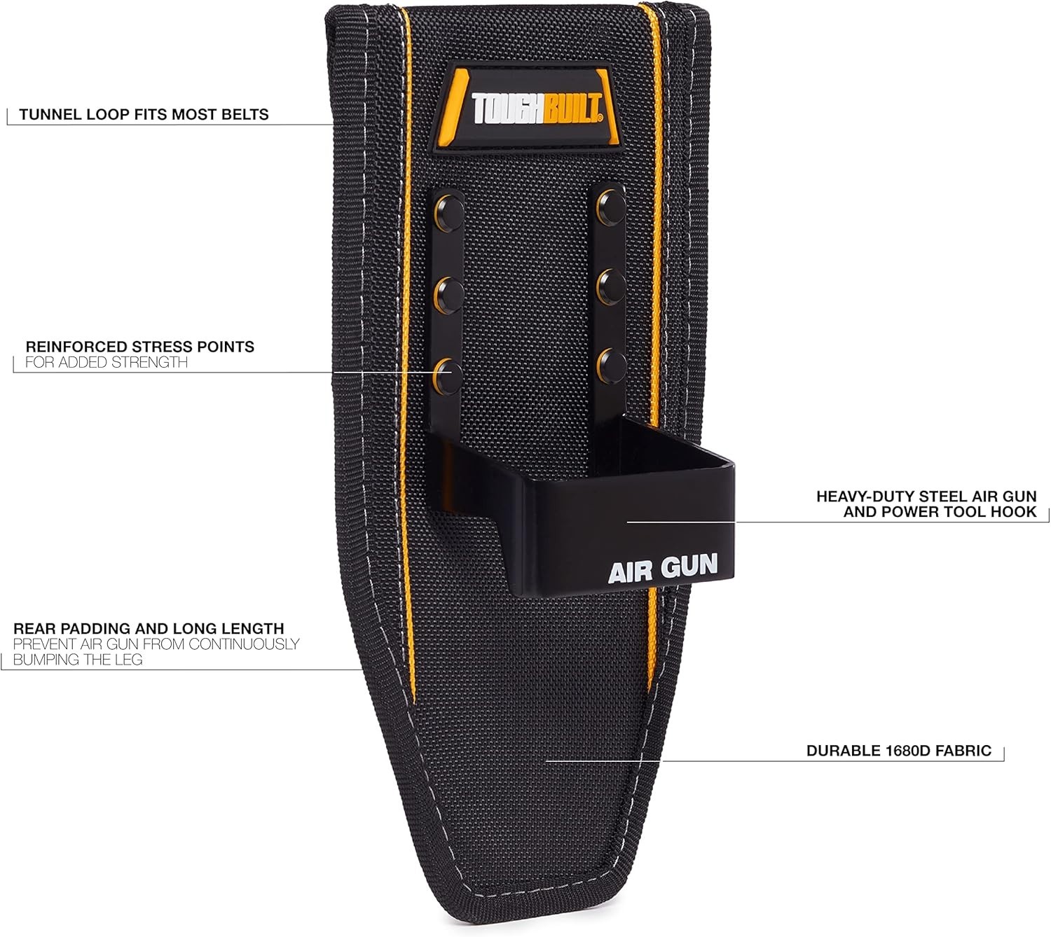 ToughBuilt – AIR GUN HOLDER. Durable construction and a reinforced belt loop.