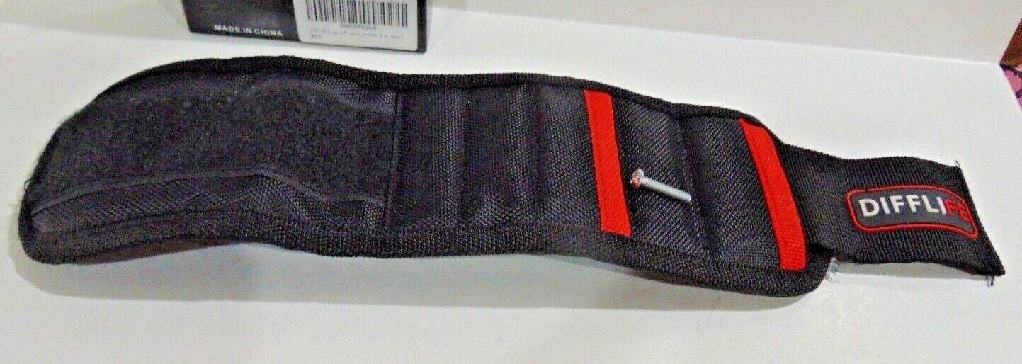 DIFFLIFE Magnetic Wristband Holds Sm. Metal Tools, Screws, Nails, Bolts (Black)