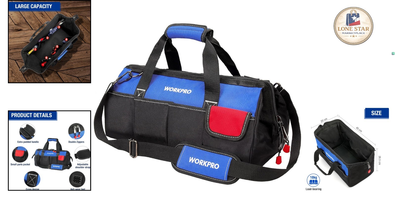 Versatile 18-Inch Tool Bag with Comfortable Shoulder Strap & Internal Loops