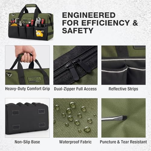 Heavy Duty Tool Bag 20 Pockets, 16-Inch Portable Tool Box 16inch Green