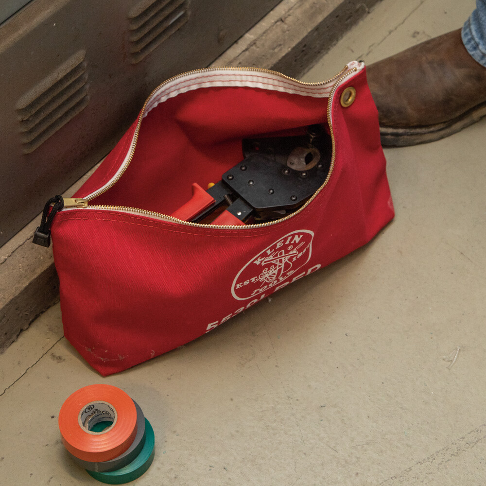 Klein Tools 5539LRED Canvas Bag with Zipper, Large Red