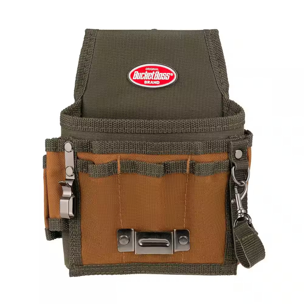 6.5 In. 9-Pocket Tool Belt Pouch with Flap Fit and Tape Measure Holder