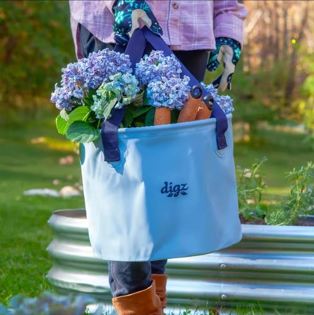 Waterproof Gardening Bucket Bag Collapsible 5gal Utility Tote Harvest Yard Work