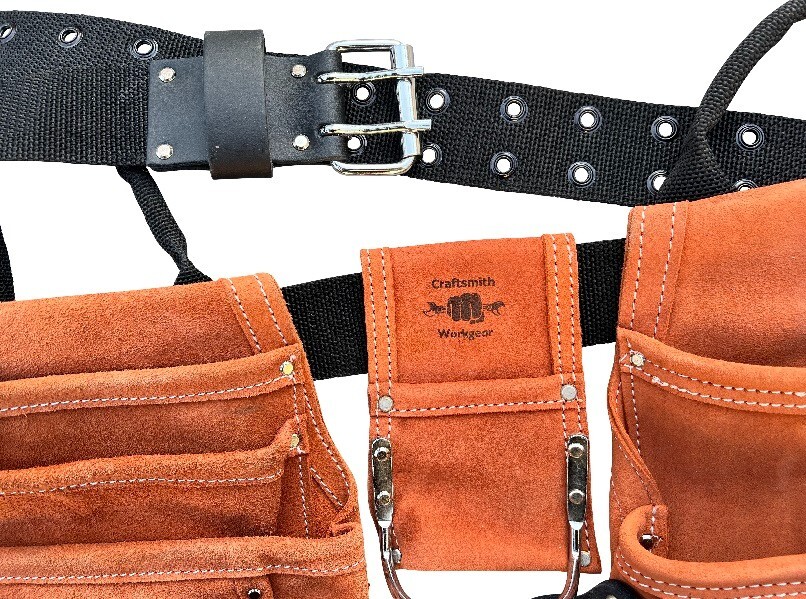 Professional Grade Heavy Duty Suede Leather Framer Roofer Belt with Handles