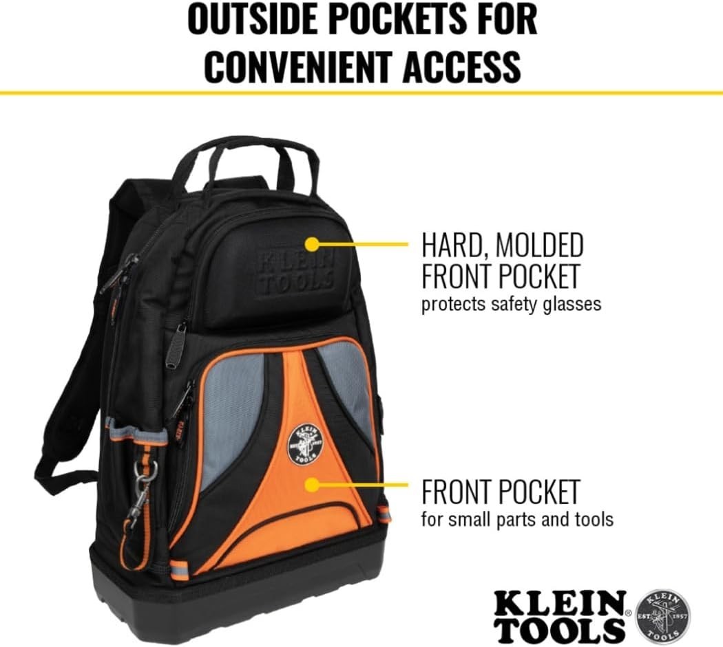 Klein 55421BP-14 Tool Carrier Backpack – Ideal for Pros with 39 Storage Pockets
