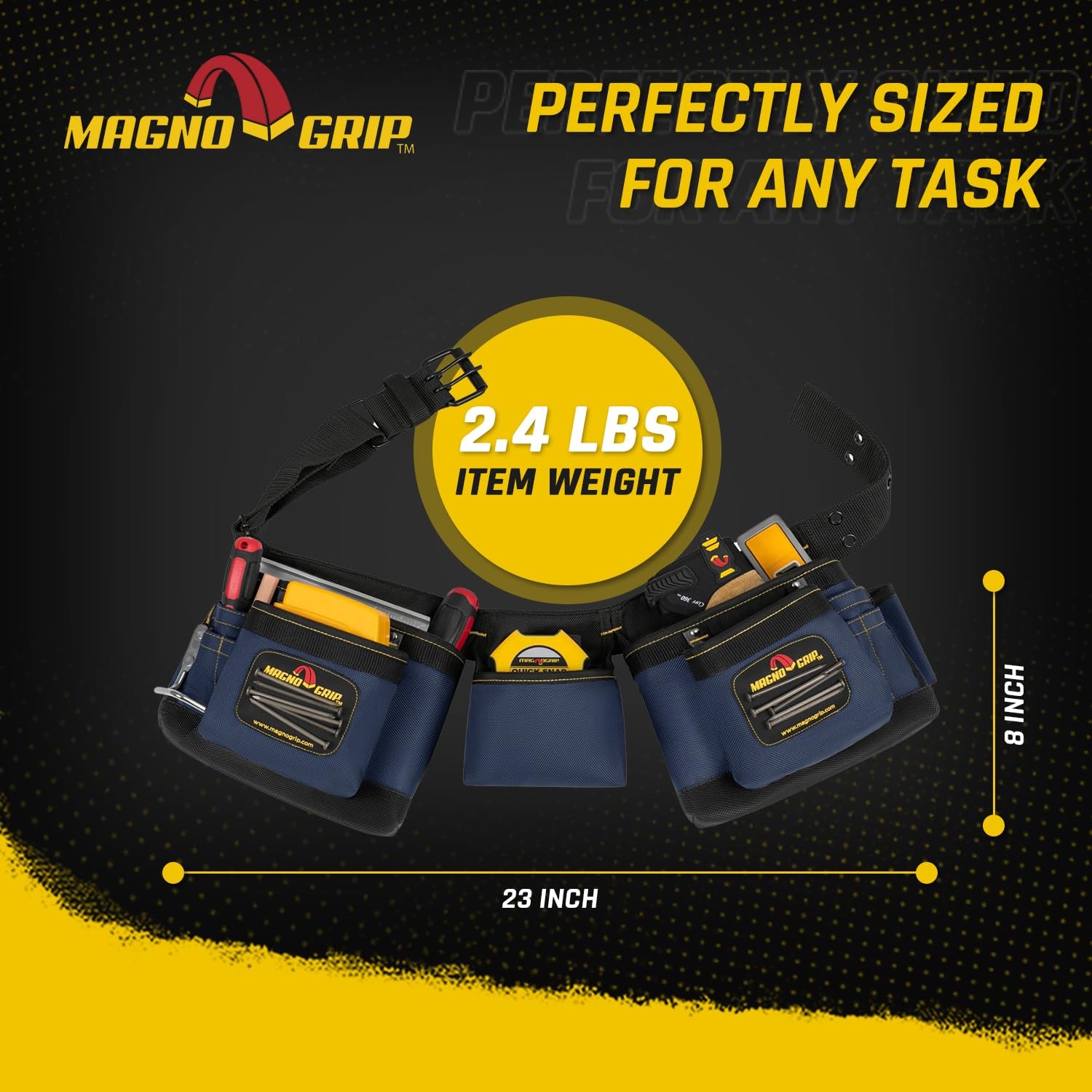 11-Pocket Magnetic Carpenter Tool Belt – Durable 1680D Ballistic Polyester wi…