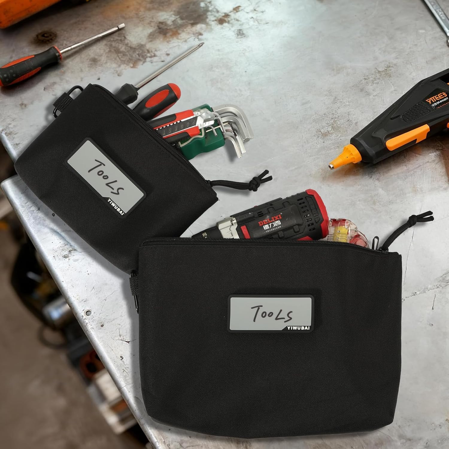 4-Pack Waterproof Tool Pouch, Small Multipurpose Zipper Storage Bag for Tools an