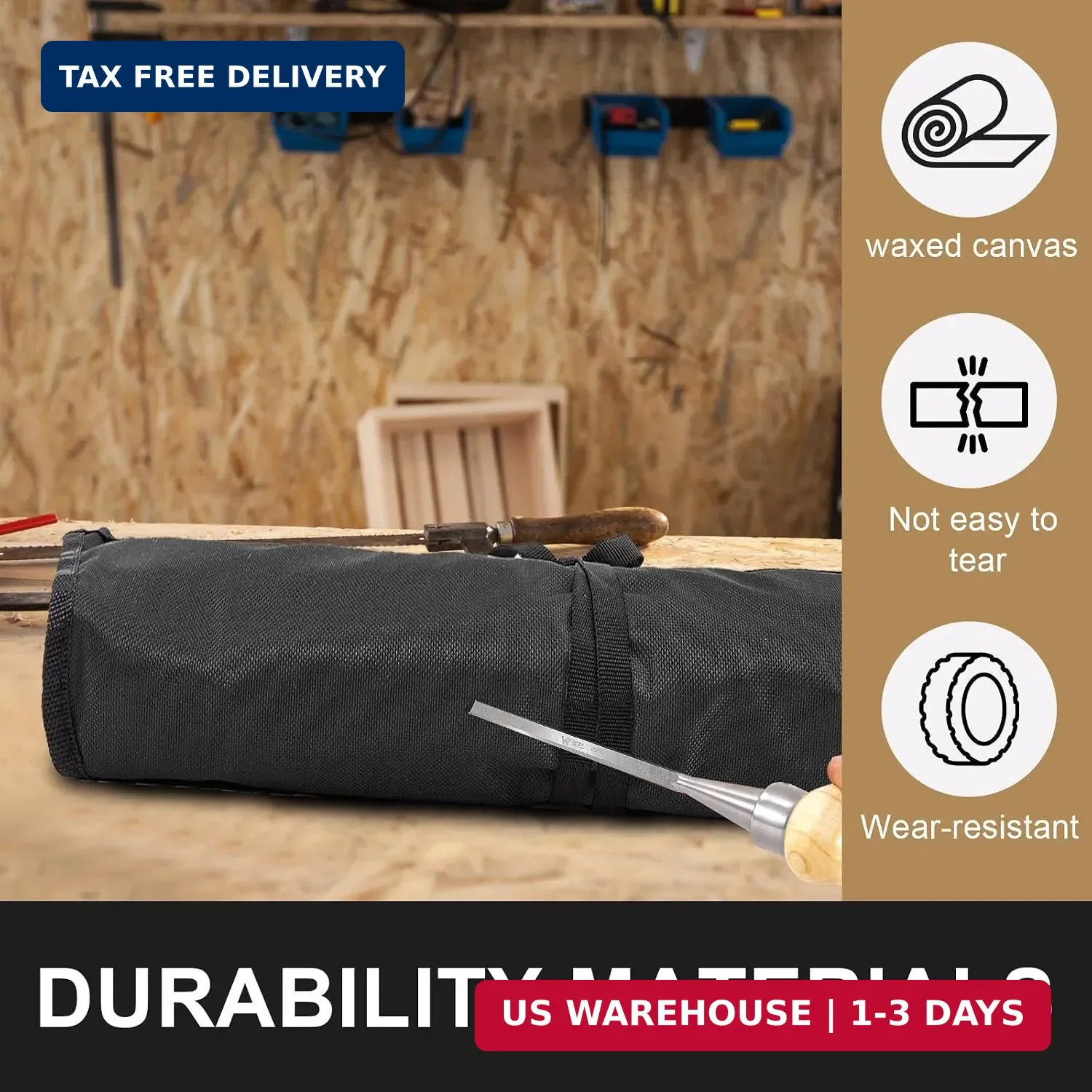 Wrench Organizer,Tool Roll Pouch – 16-Pocket Waterproof Oxford Cloth Wrench Roll