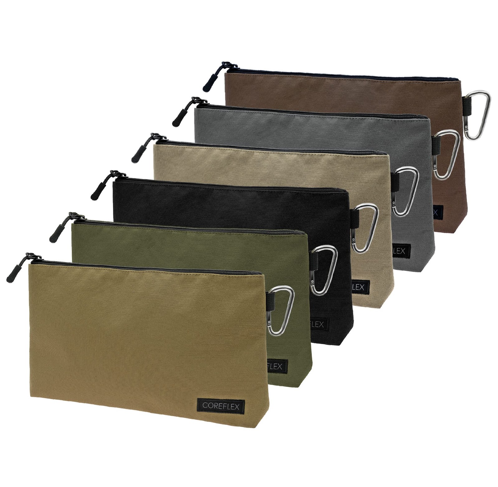 6 Pack Premium Tool Pouch Zipper Bag Large 12 Inch Heavy Duty Flat Bottom
