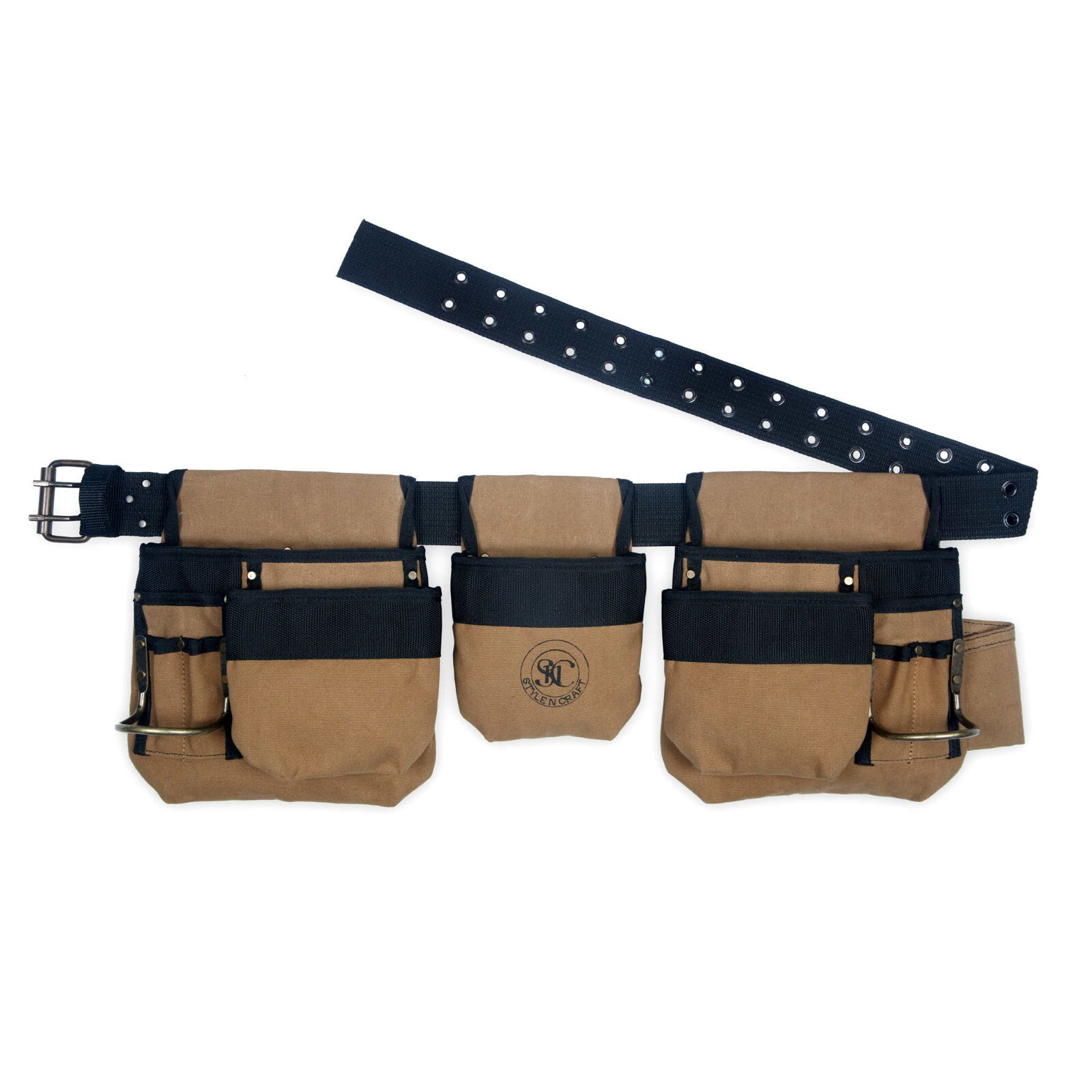 Style n Craft 97425 – 4 Pc 12 Pkt Carpenter’s Tool Belt Combo -Waterproof Canvas