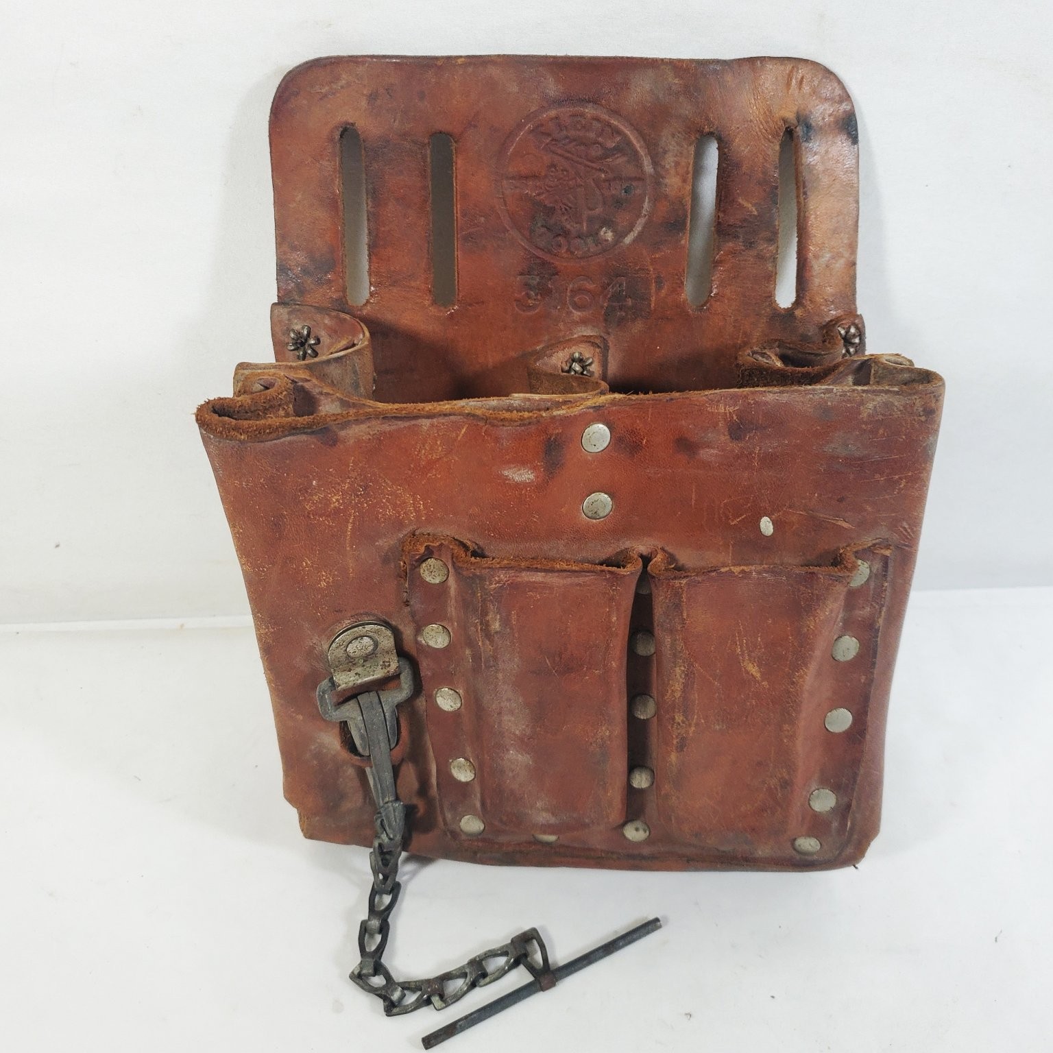 Klein Tools 5164 Leather Tool Pouch Lineman’s Belt Bag 5-Pocket