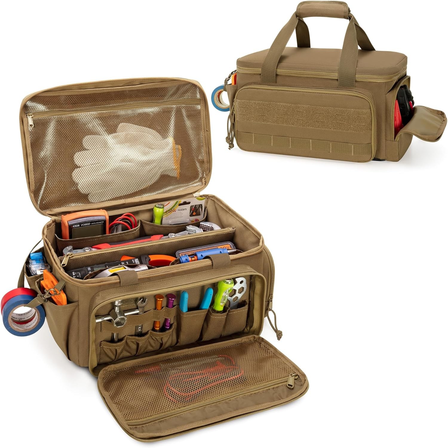 14-Inch Tool Bag with Anti-friction Bottom, Hand Tool Storage Organizer for Men