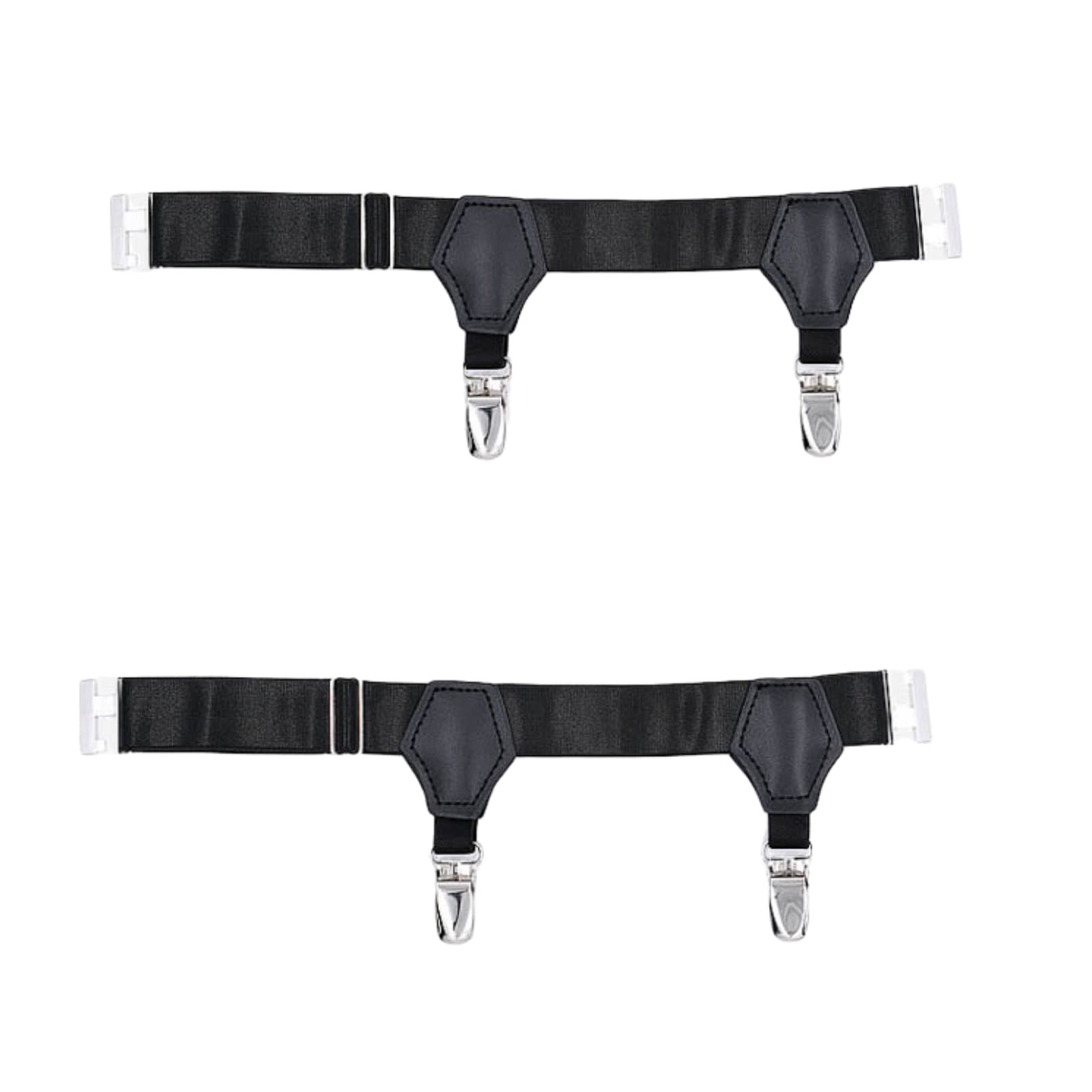Verdancy Men’s 2 Pieces Sexy Black Sock Garter Adjustable One Size, Silver