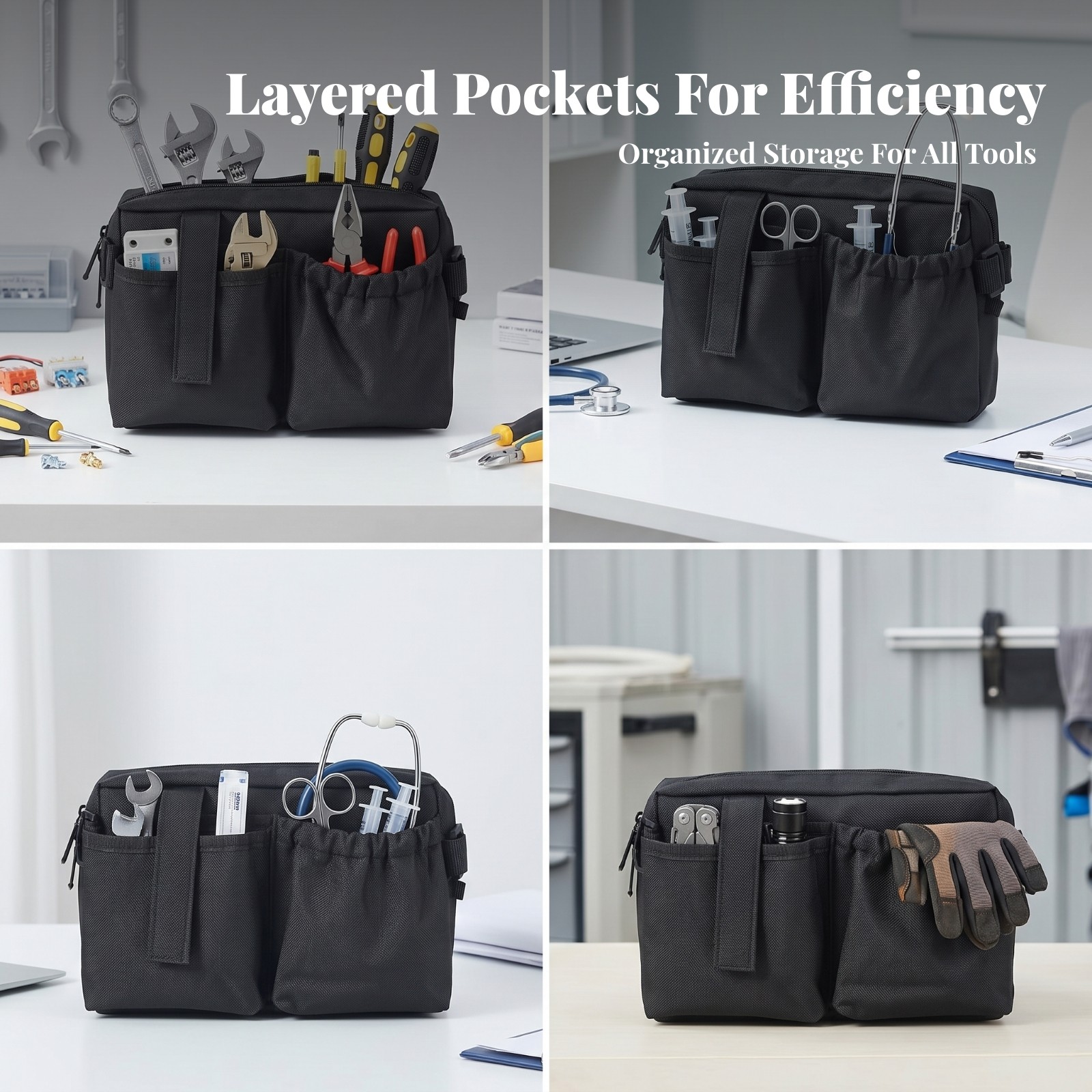Zippered Tool Waist Bag Compact Adjustable Strap Waist Tool Bag