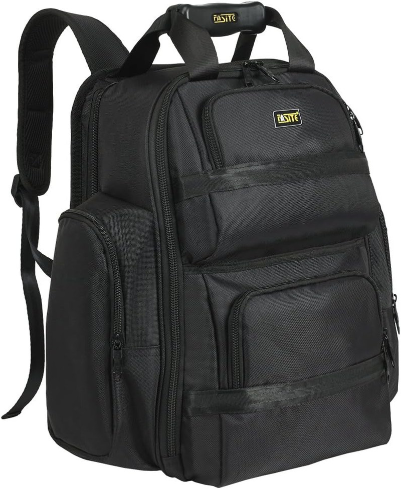 Heavy Duty Tool Backpack with Laptop Compartment for Professionals, Black