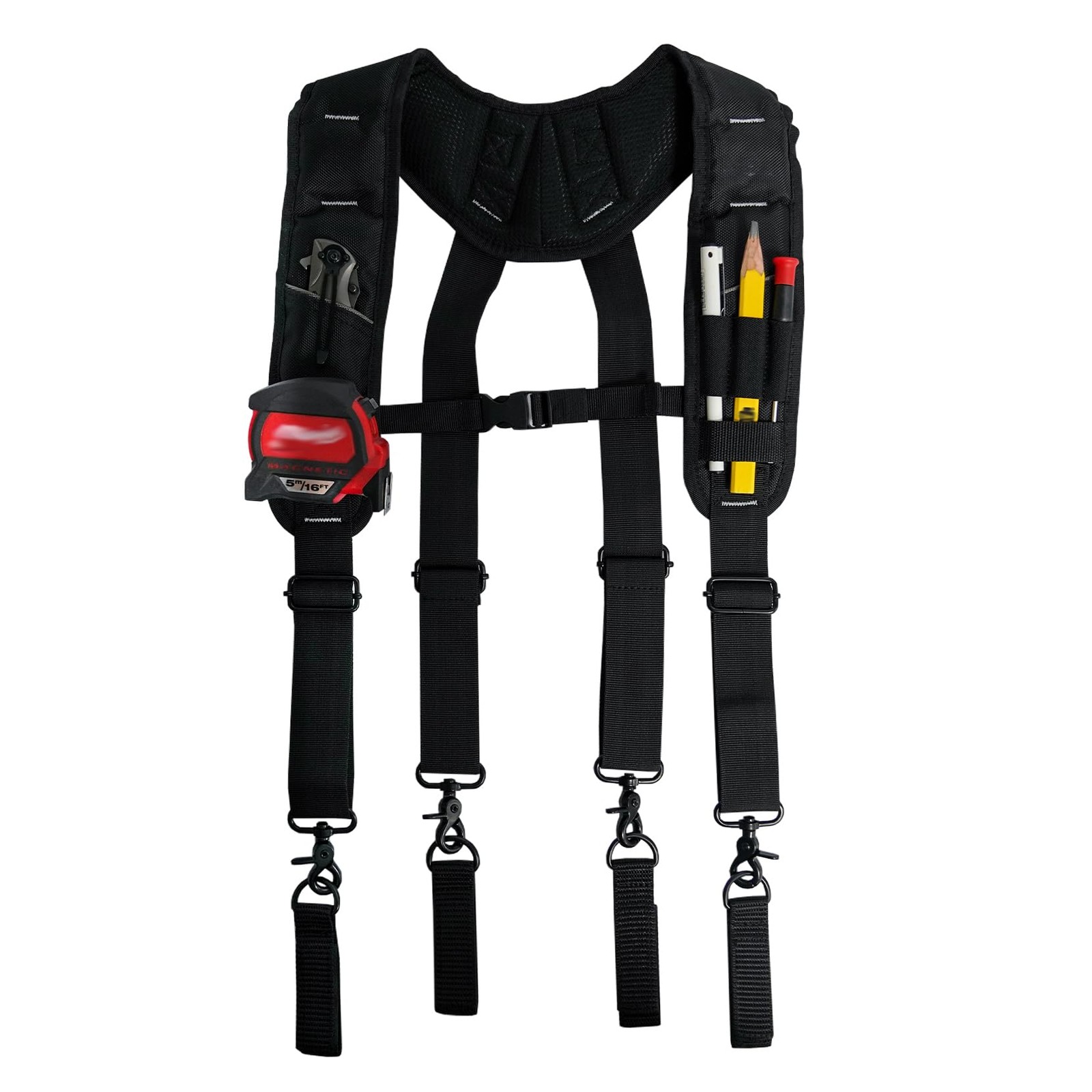 KUNN Tool Belt Suspenders Padded Carpenter Construction BLACK, Black