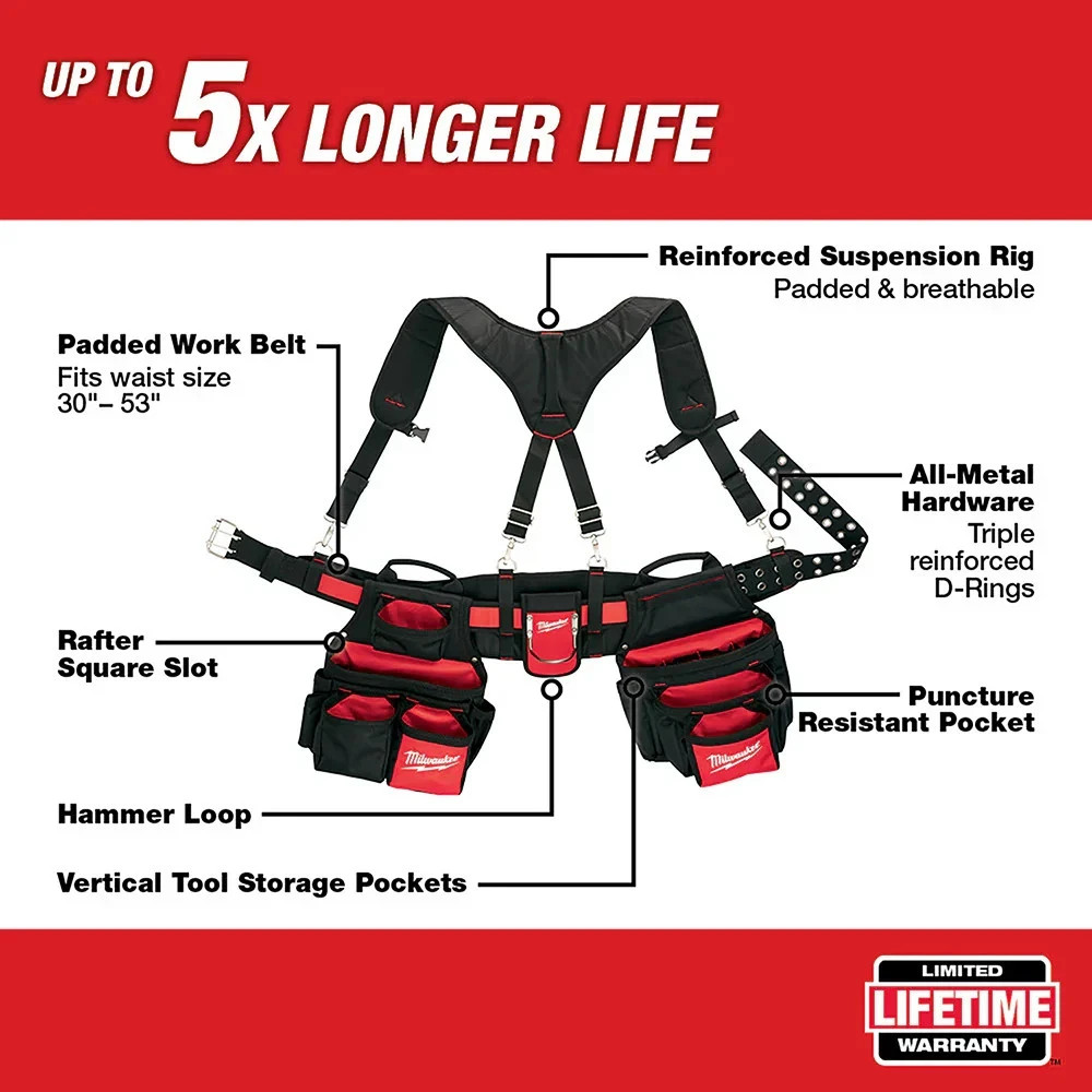 Milwaukee 48-22-8120 Contractor Work Belt with Suspension Rig (US STOCK)