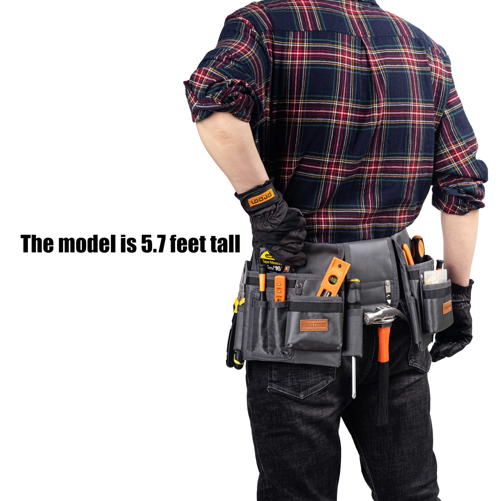 VIDAR TOOLS Tool Belt,12 Pockets Belts for Men, Heavy One Size, Grey