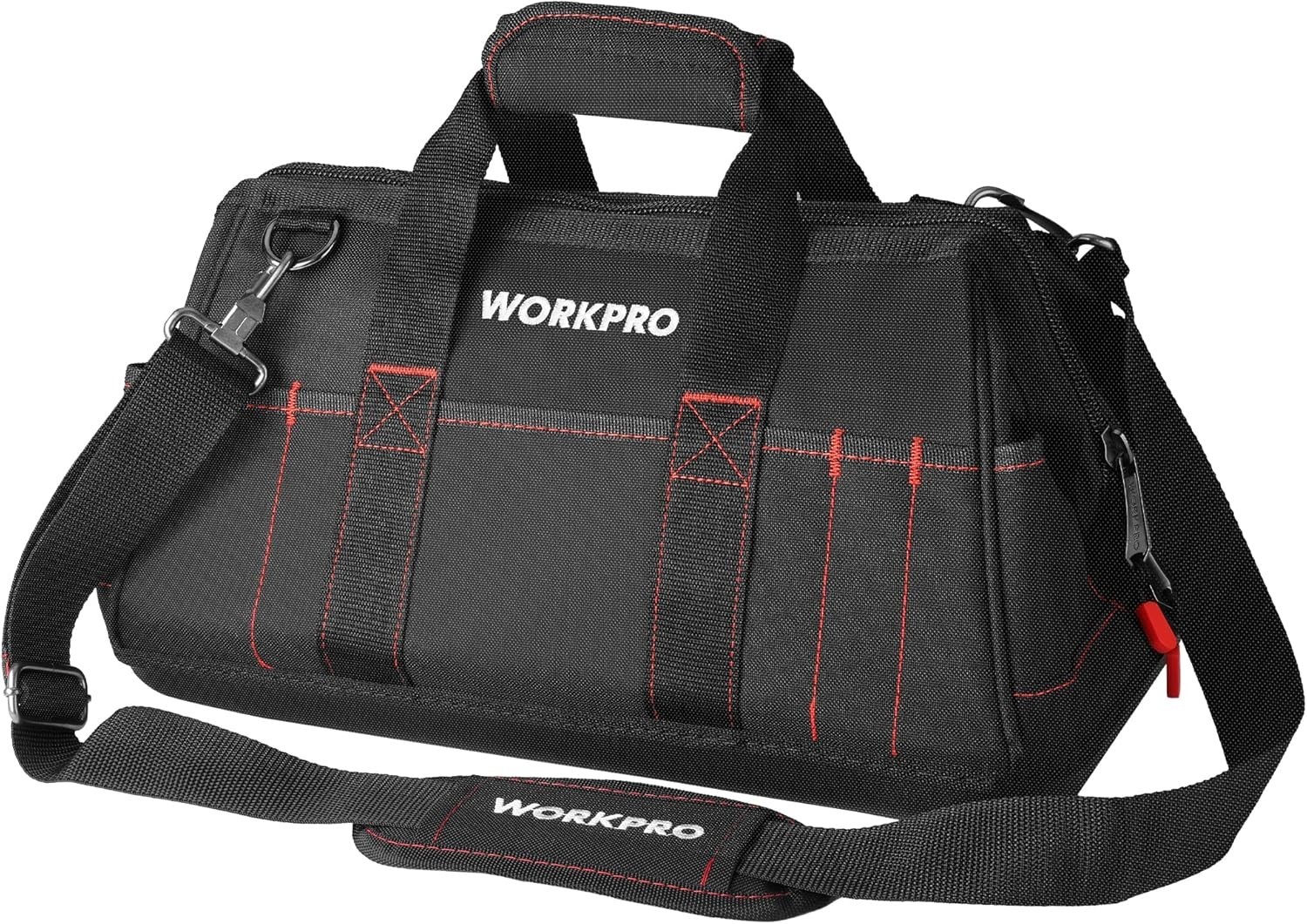 16-inch Wide Mouth Waterproof Tool Bag with Padded Handle & Adjustable Strap