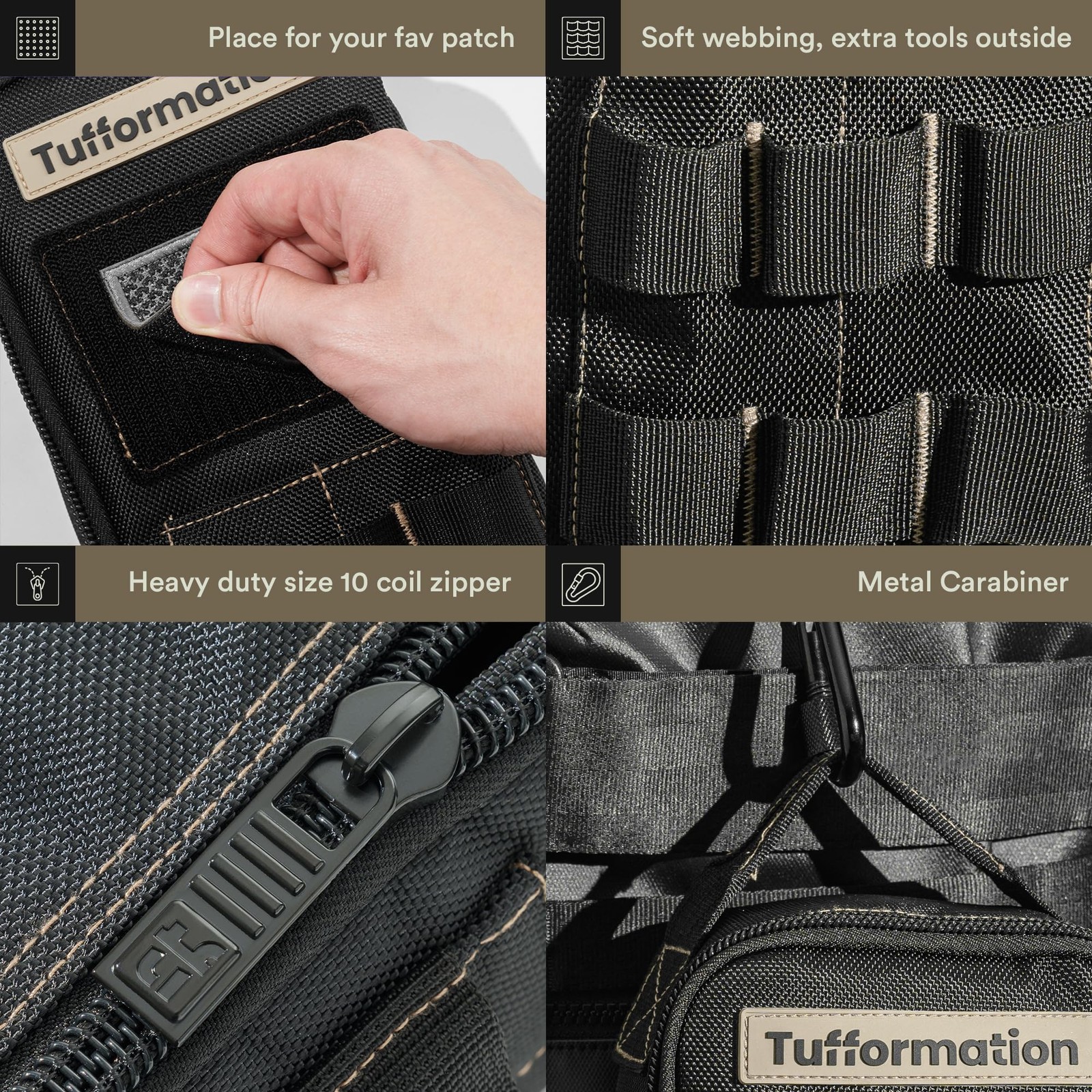 Heavy Duty Small Tool Bag Pouch with Zipper Handle for EDC Motorcycle