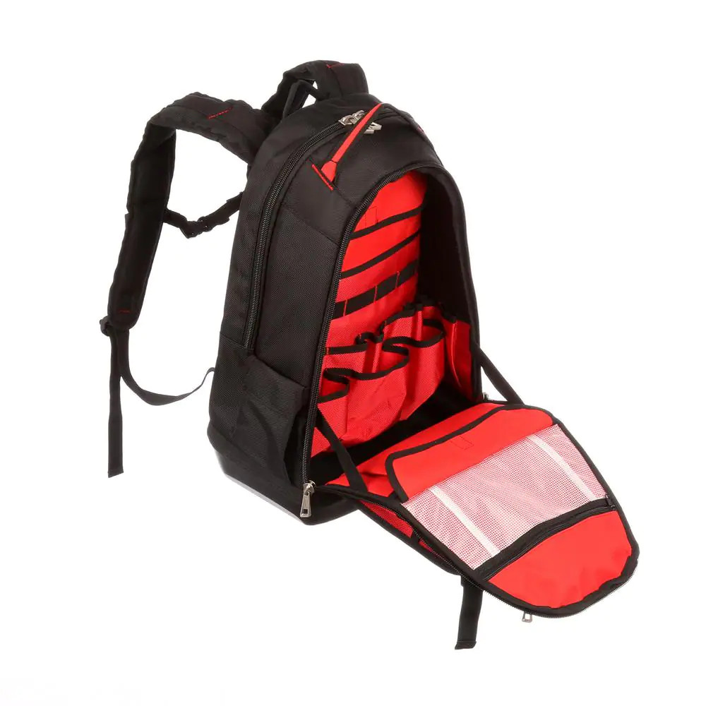 Tool Bag Backpack with 12 Inch Zipper Pouches 22 Pockets Heavy Duty Low Profile