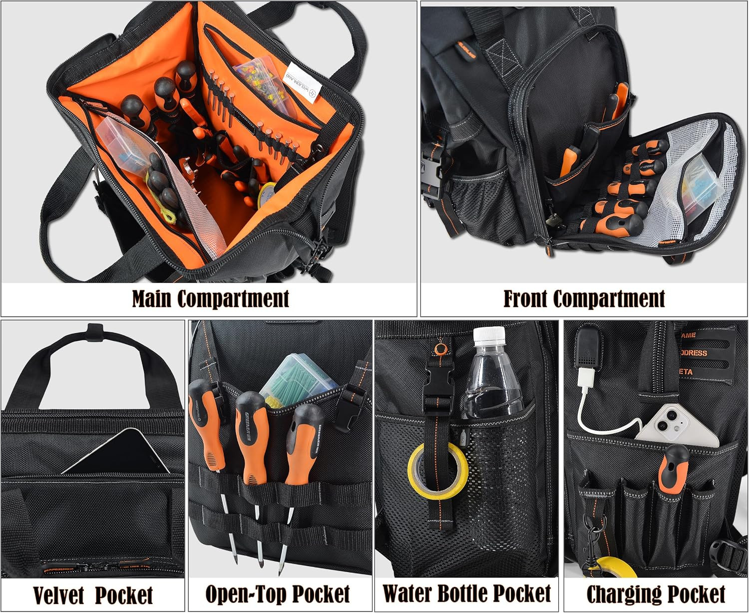 WELKINLAND 55-Pockets Tool Backpack, Tool Bag Backpack, Backpack Tool Bag, Tool