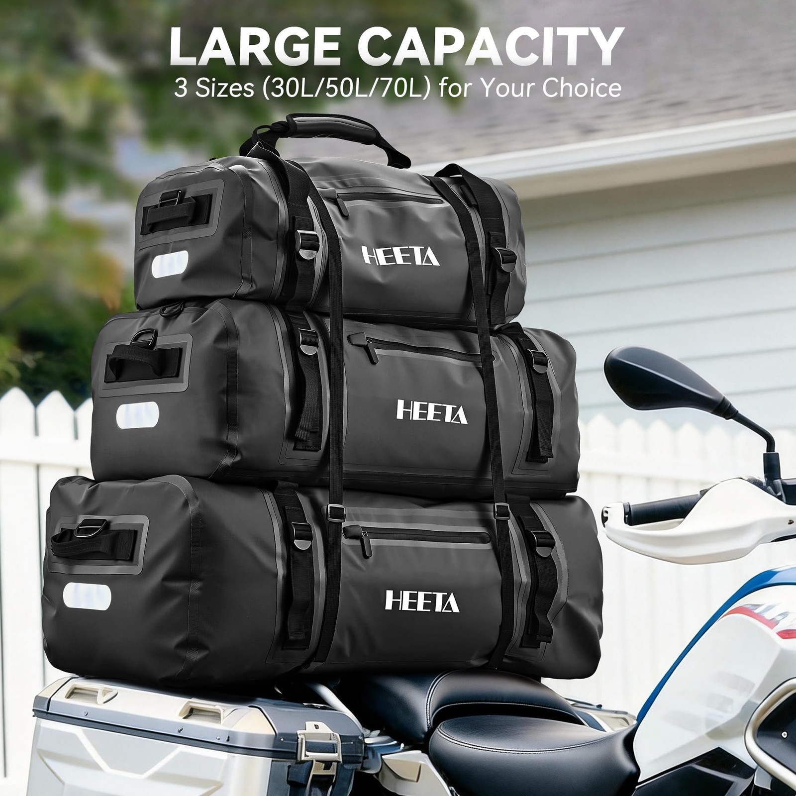 Waterproof Motorcycle Dry Bag 30L Duffel Luggage for Camping & Boating
