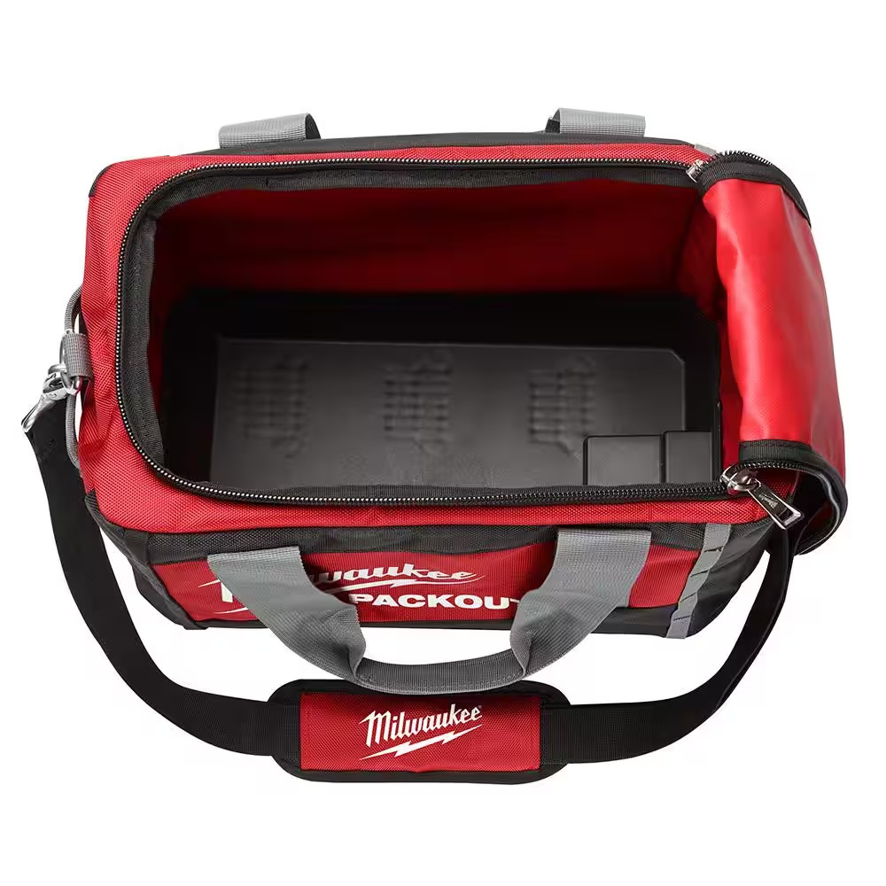 Ballistic Fabric Tool Bag + 3-Pack Zipper Accessory Pouch Set Jobsite Contractor