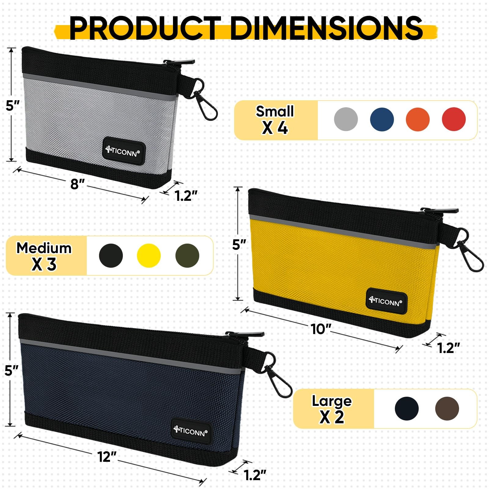 Tool Pouches with Zipper, 1680D Oxford Small Tool Bags, Waterproof Utility Ba…