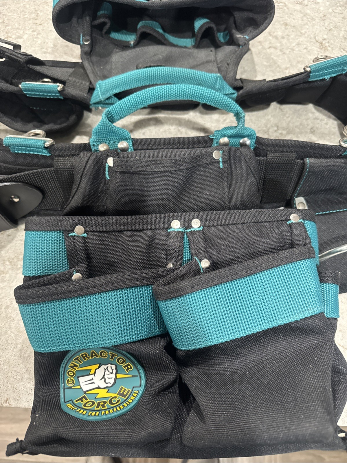 Gatorback Contractor Pro Carpenter Tool Belt Combo Large Blue Hammer Hook