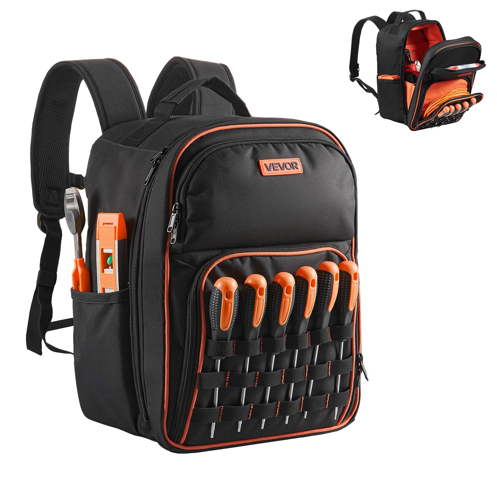 VEVOR Tool Backpack 49 Pockets Tear-resistant Jobsite Backpack for Electrician