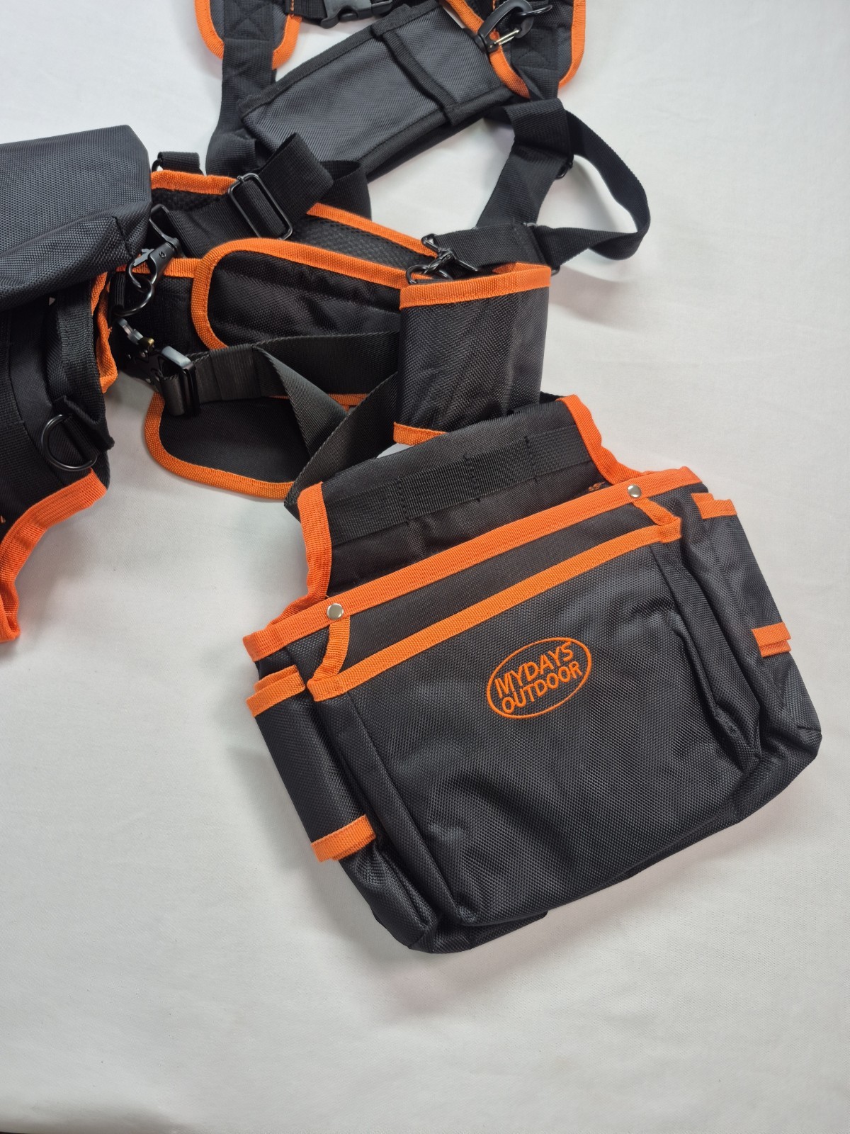 Mydays Outdoor Black Orange Pockets Adjustable Harness Tool Belt And Suspenders