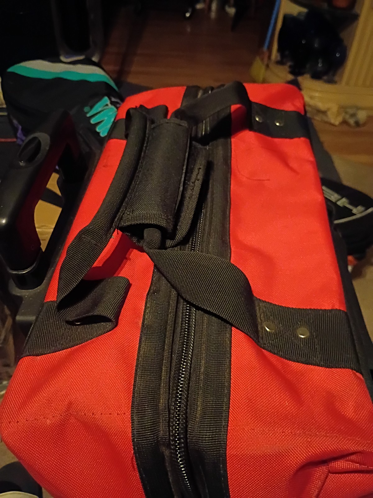 Bauer 18-inch roller tool bag, model SKU 64663, featuring red and Black