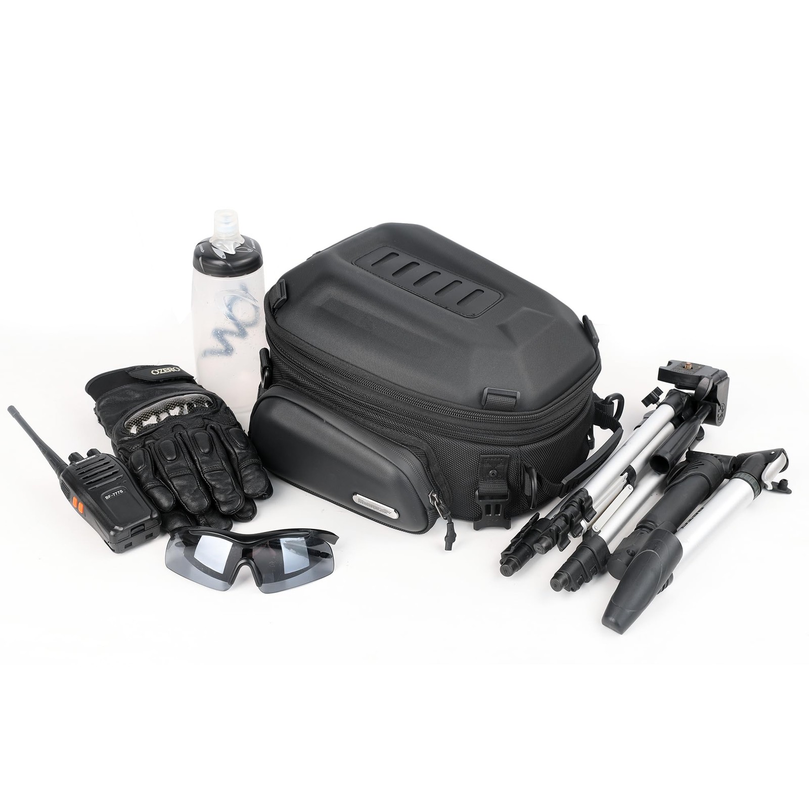 Motorcycle Tail Bag Expandable Hard Shell Motorcycle Travel Luggage 12L-18L W…