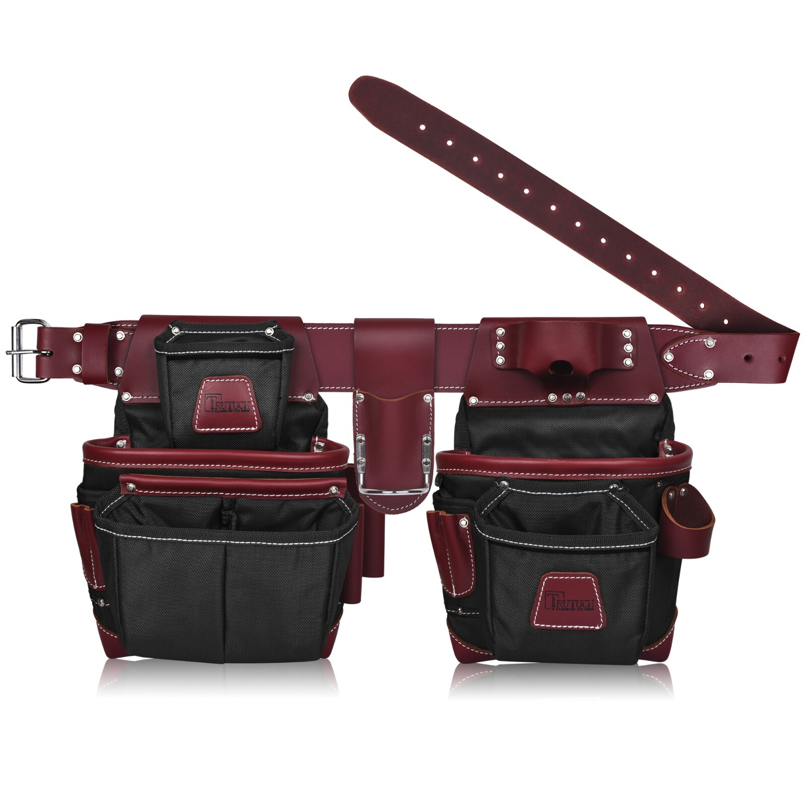 TRUTUCH Nylon and Leather Tool Belt with Leather Work Suspender | Handyman