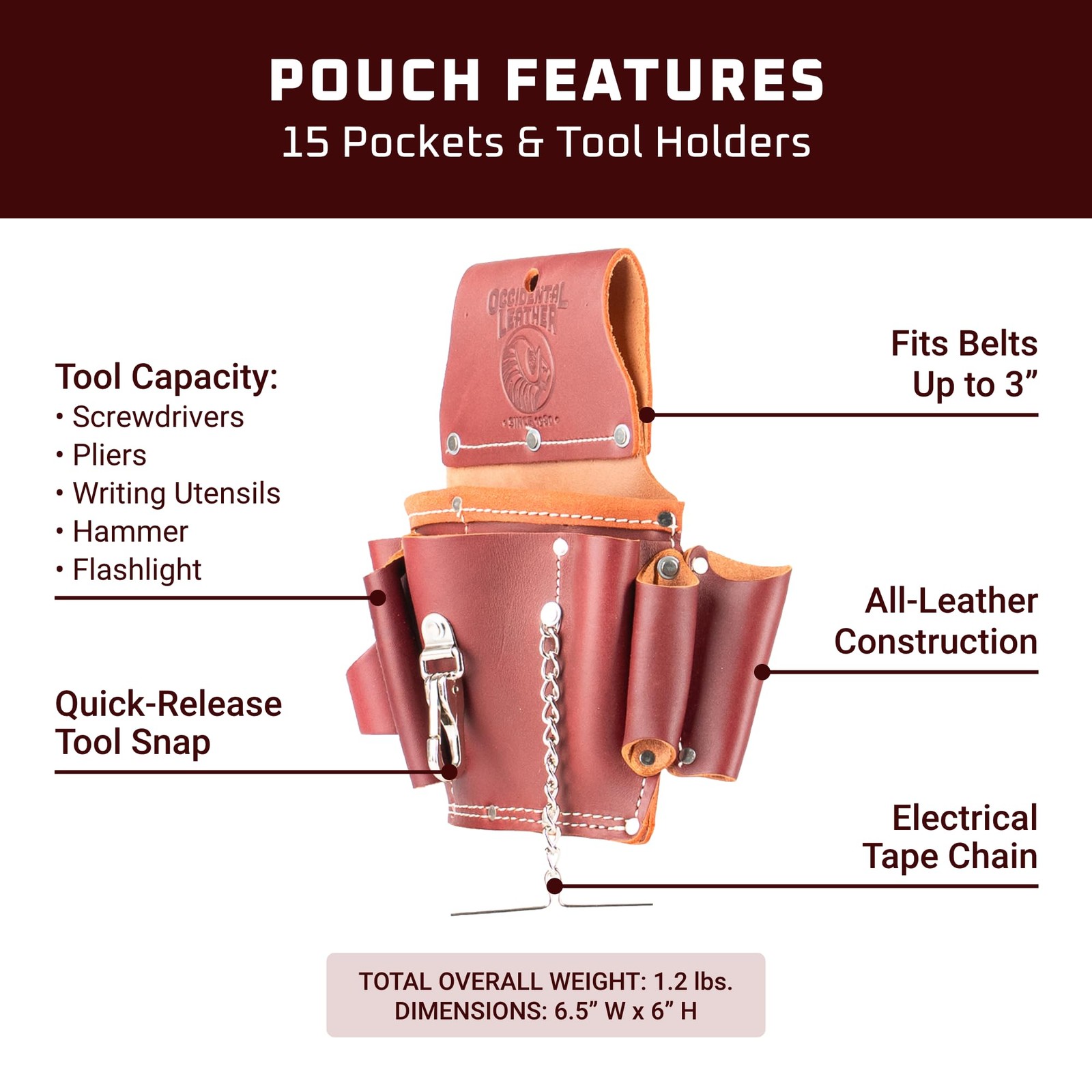 Electrician’s Tool Pouch – 15 Pockets & Tool Holders – Made in USA