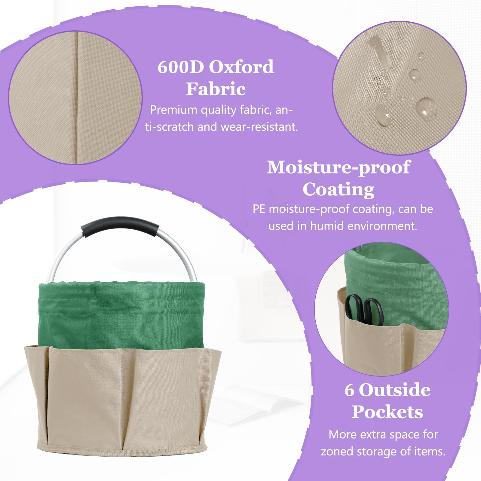 Set of 2 Foldable Cleaning Caddy for Cleaning Supplies, 17L Household Tool Bu…