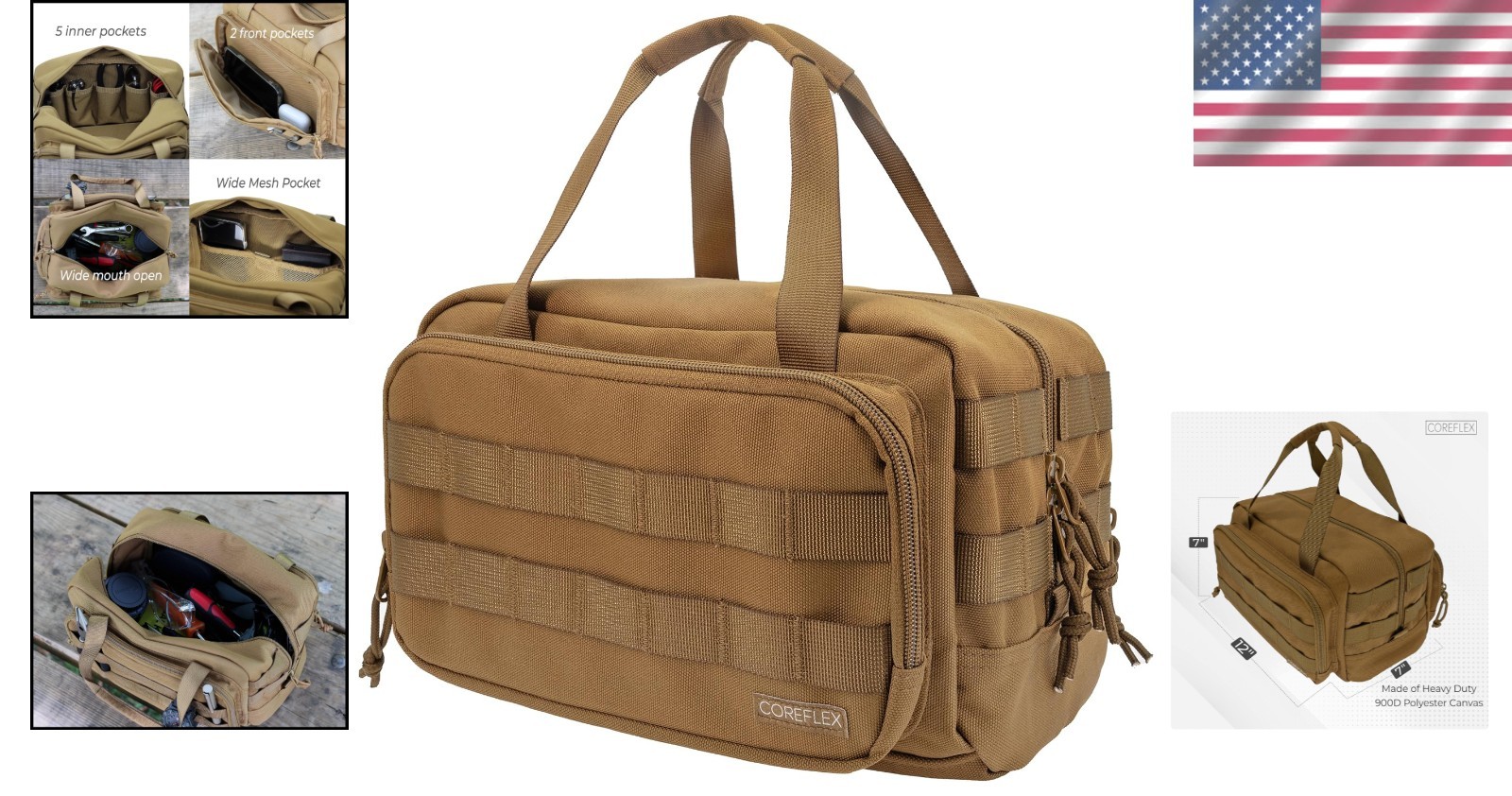 Durable 12-Inch Tactical Tool Bag with 9 Compartments – Water Repellent Design