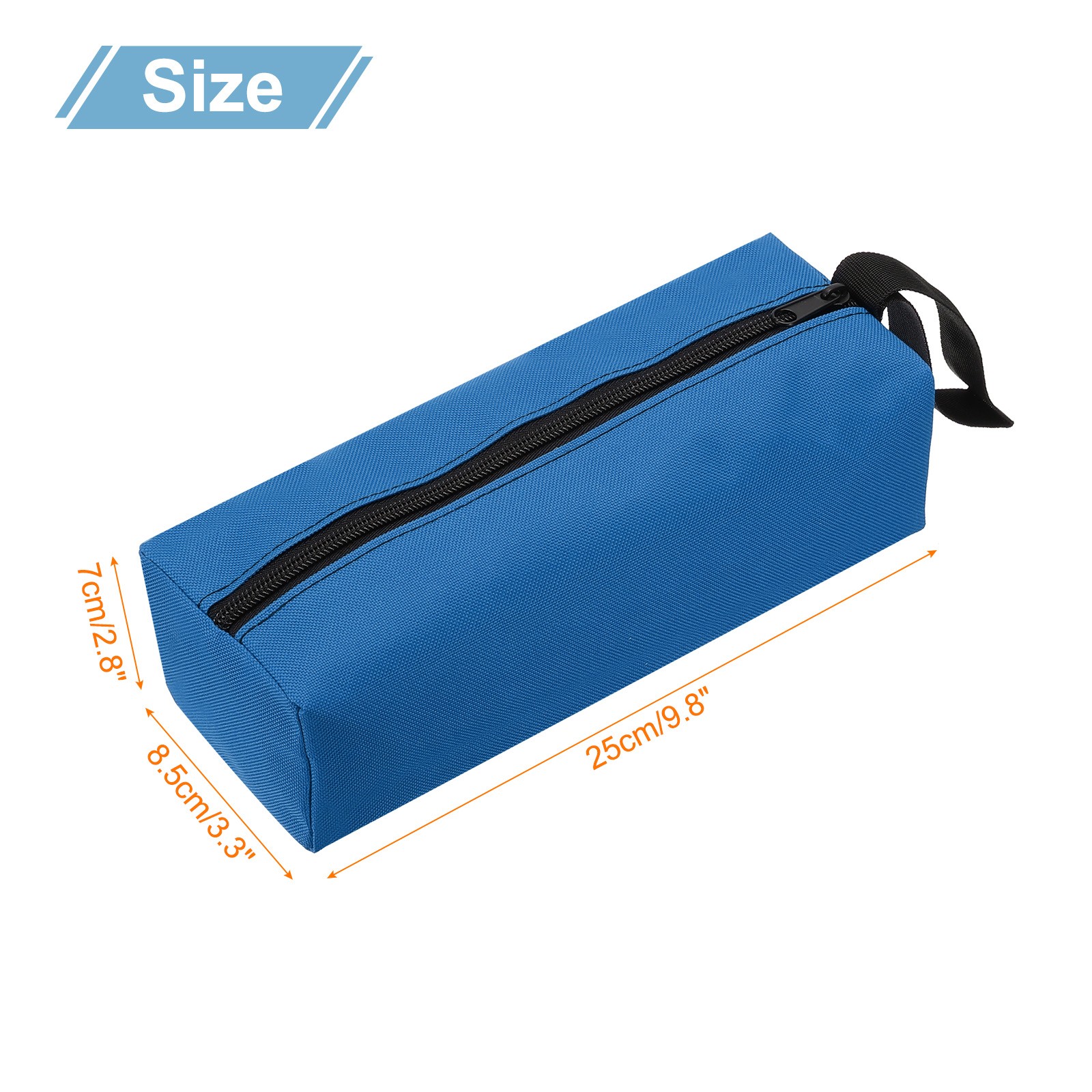 24x8x7cm Multi-function Oxford Zip Utility Bag Blue
