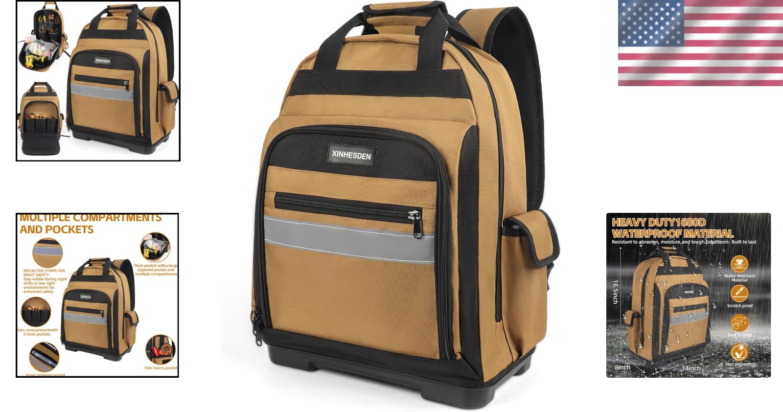 Multi-Pocket Heavy-Duty Tool Backpack – Durable and Waterproof Storage Solution