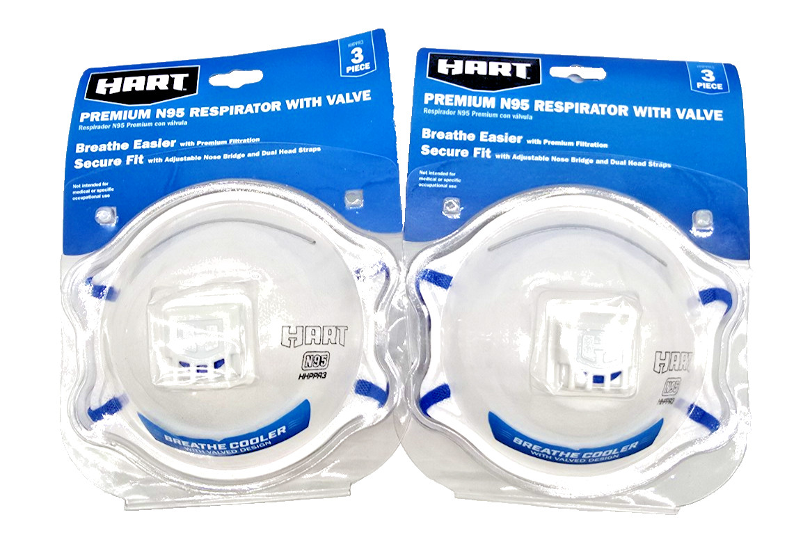 6 Pieces HART Premium N95 Respirator With Valve 2 Three Packs Breathe Cooler