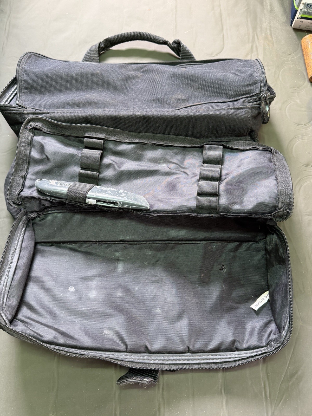 Tool Lot Rubbermaid Double Pouch Tool Bag Case Blue Black Zippered With Tools