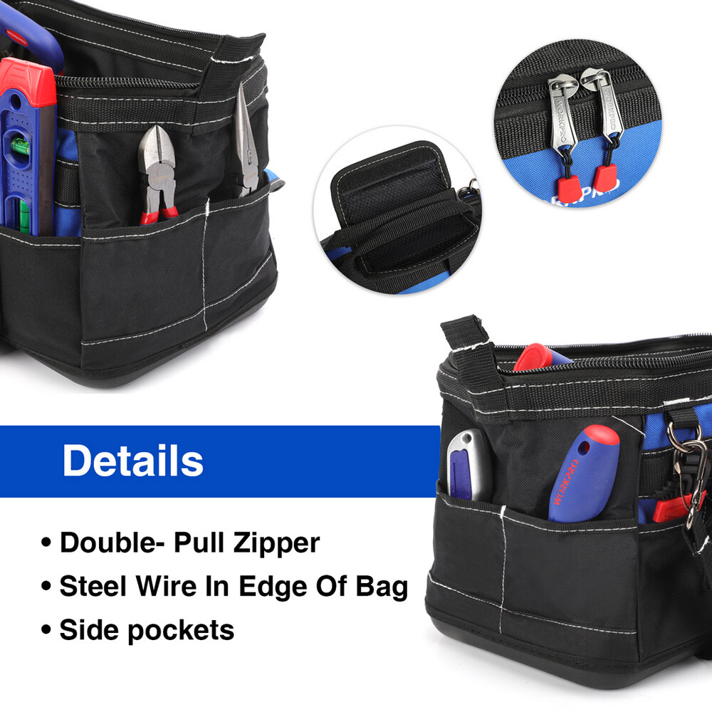 WORKPRO 16 inch Zipper Heavy Duty Tool Bag Top Wide Mouth Tool Storage Tote